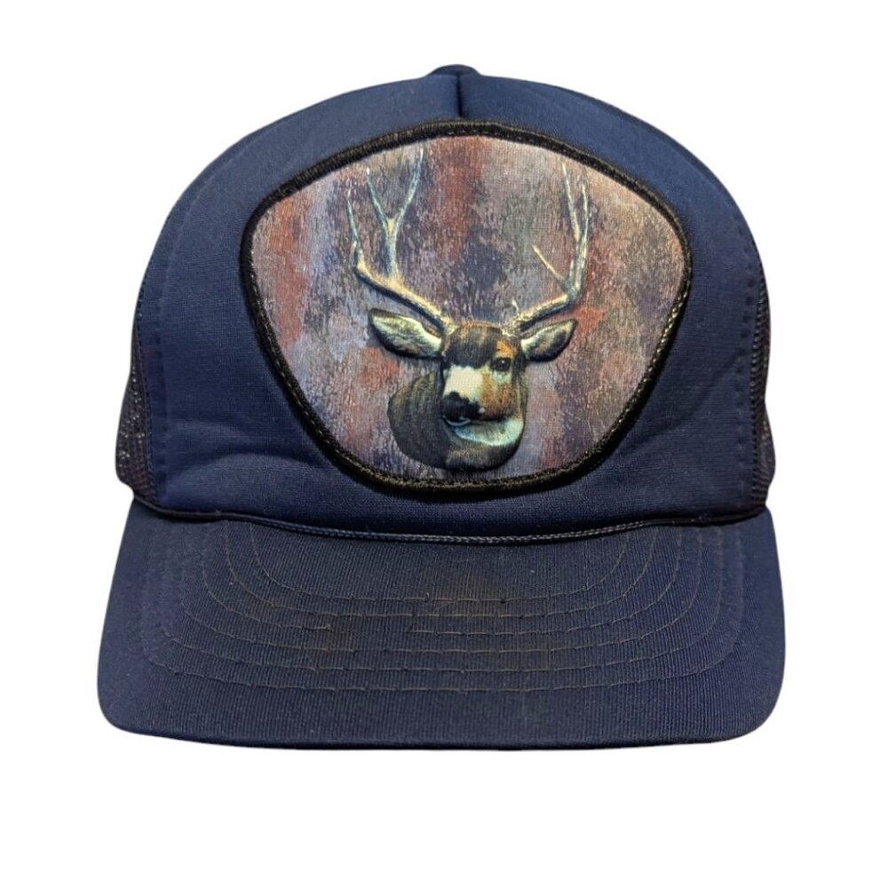 Vintage‎ Trucker Hat Deer Stag 3D Snapback Hunting Forest 3-Dimension Mesh